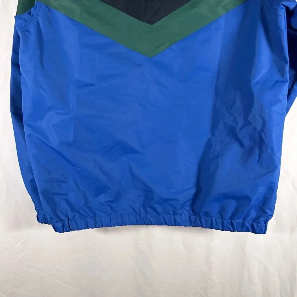 Members Only Jacket Men's Small Blue Green Hooded Pockets 1/4 Zip Pullover